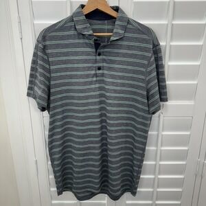 Lululemon Propel Polo Shirt Mens L‎ Stripe Gray Green Luxtreme Athletic Golfcore